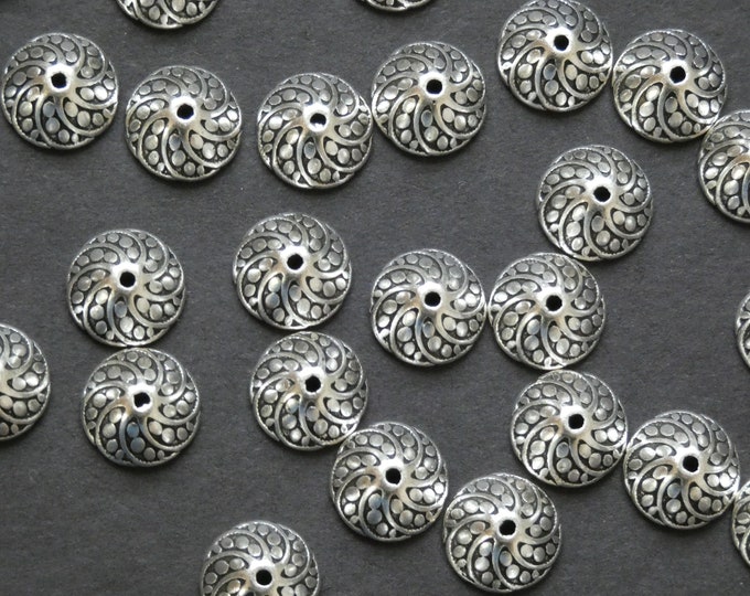 50 PACK of 11mm Detailed Bead Cap, Tibetan Style Metal Bead Cap, Metal Bead Cap, Silver Bead Cap, Silver Metal Bead Cap, Detailed Metal Cap