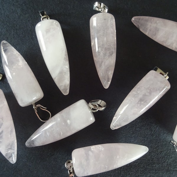 32-35mm Natural Rose Quartz Pendant With Brass, Rose Quartz Bullet, Bullet Pendant, Platinum, Bullet Shaped, Gemstone Jewelry Pendant