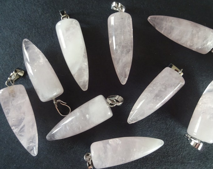 32-35mm Natural Rose Quartz Pendant With Brass, Rose Quartz Bullet, Bullet Pendant, Platinum, Bullet Shaped, Gemstone Jewelry Pendant