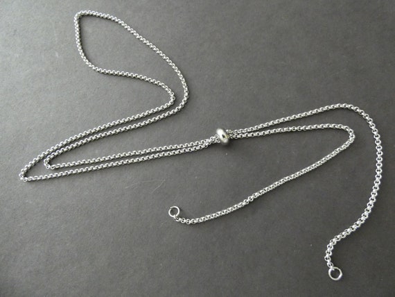 Handmade Adjustable Silver Chain Gemstone Necklace Matte Black Onyx - GEM+ SILVER