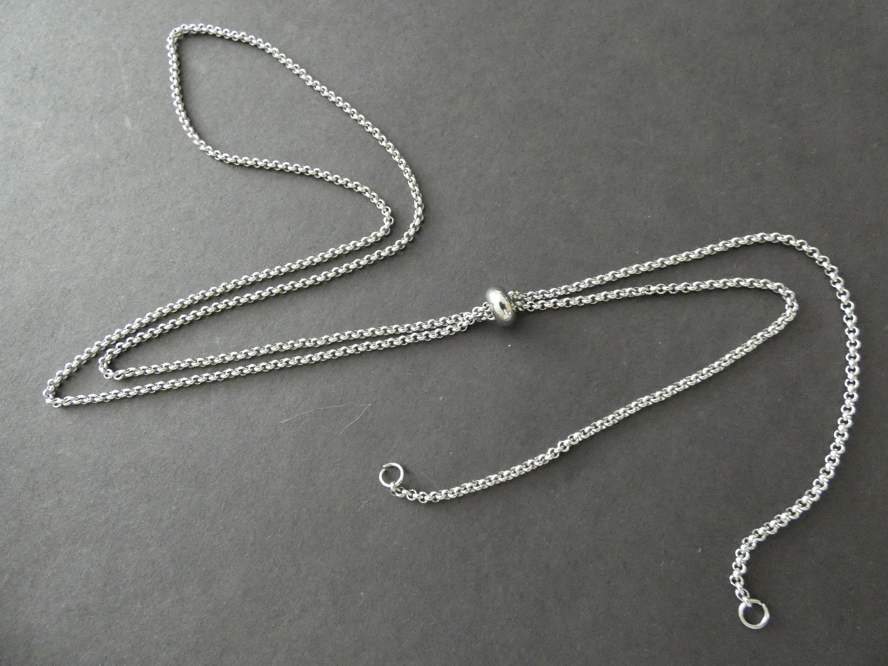 Sterling Silver Adjustable Cable Necklace Chains, 925 Silver Necklace W/  Stopper Bead Cup and Peg for Half Drilled Bead for Jewelry Making 