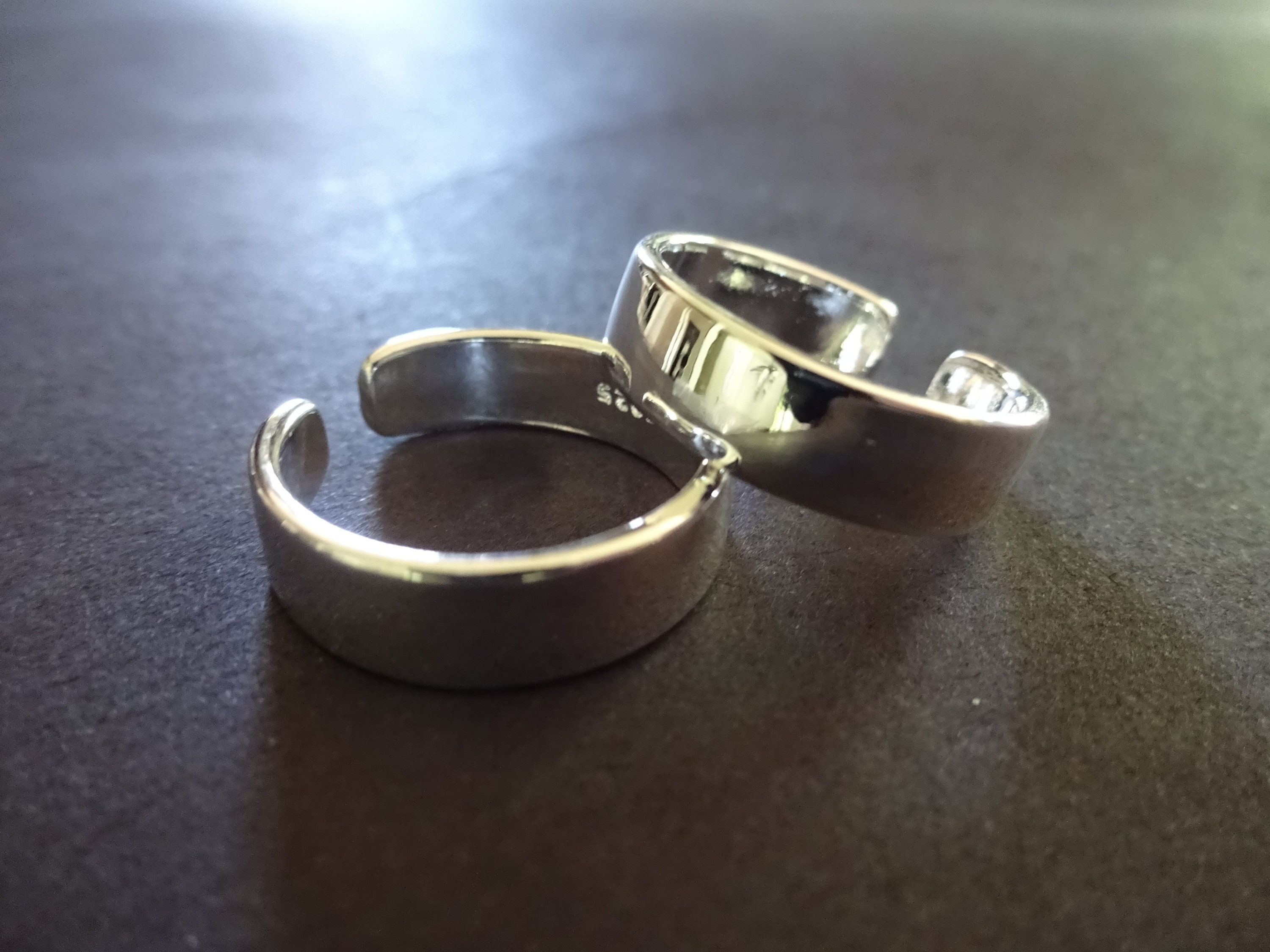 925 Sterling Silver Ring, Simple Plain Design Ring, Adjustable Silver