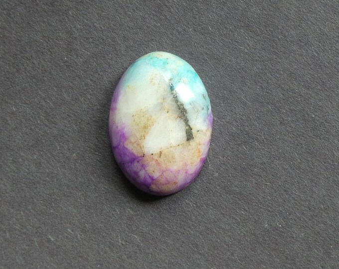 30x22x7.5mm Natural Calcite Cabochon, Gemstone Cabochon, Blue and Purple, Dyed, Oval, One of a Kind, Only One Available, Multicolor Calcite