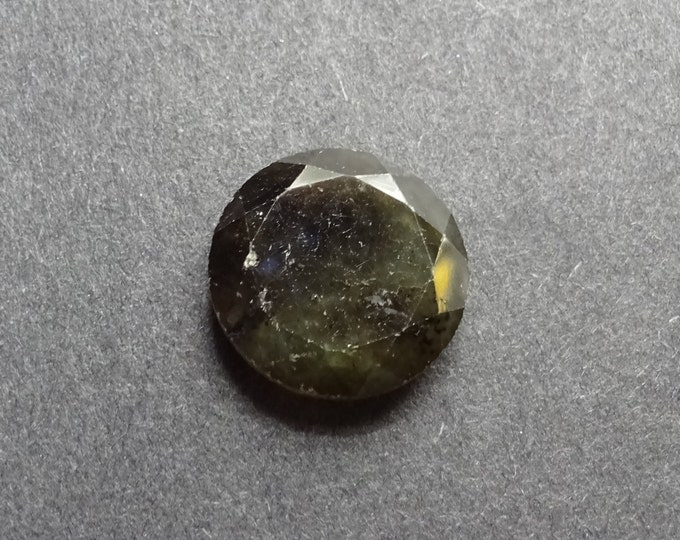 19.5mm Natural Faceted Labradorite Cabochon, Round, Gray, One Of A Kind, As Seen In Image, Only One Available, Opalescent Stone, Mineral