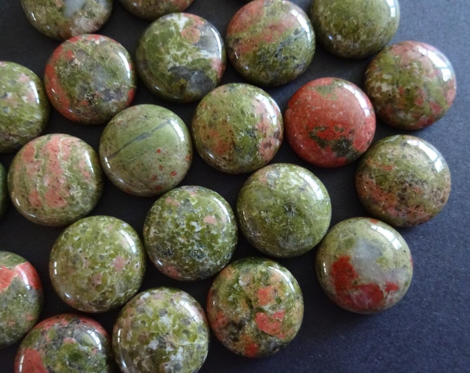 16x6mm Natural Unakite Gemstone Cabochon, Round Cabochon, Polished Gem, Stone Cabochon, Natural Gemstone, Green and Pink Stone, Polished Gem