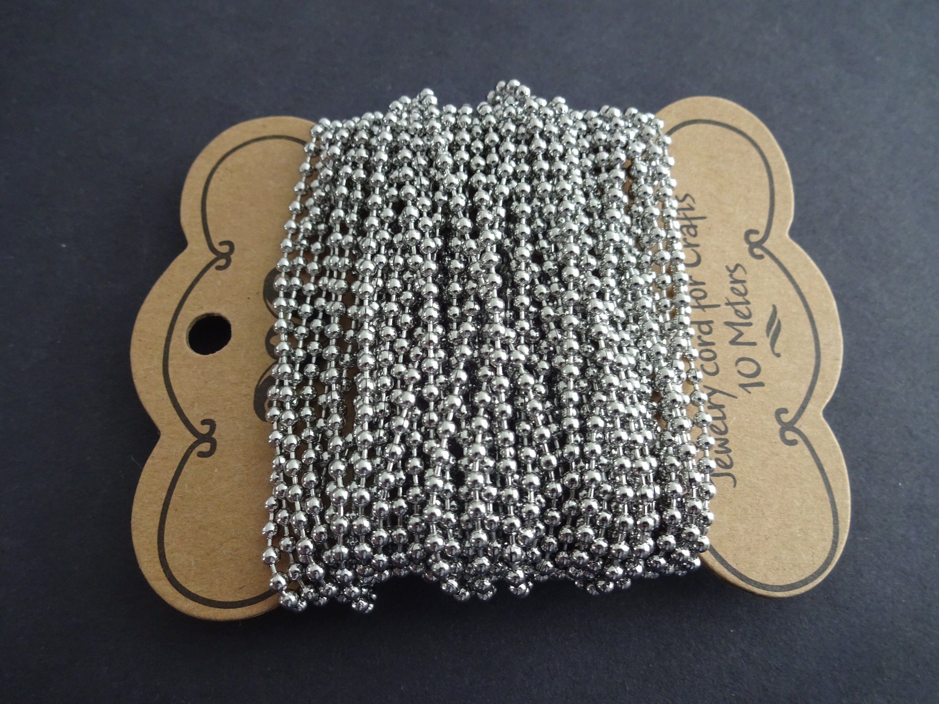 10 Meters 304 Stainless Steel Ball Chain, Soldered, 2.5mm Chain Bulk