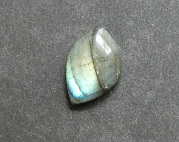 29x20mm Natural Labradorite Cabochon, Gemstone Cabochon, One of a Kind, Gray, Labradorite Leaf Cab, Only One Available, Opalescent Stone