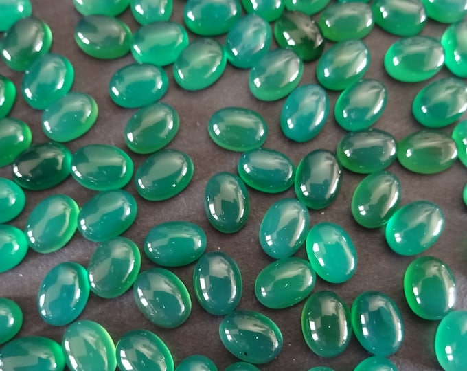 8x6mm Natural Green Agate Cabochon, Oval, Polished Agate Stone, Green Cabochon, Natural Stone, Agate, Stripe, Green Agate, Beautifully Cut