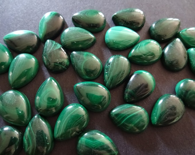 14-15mm Natural Green Malachite Gemstone Cabochon, Teardrop Cab, Polished, Stone Cabochon, Natural Gemstone, Striped, Malachite Gemstone