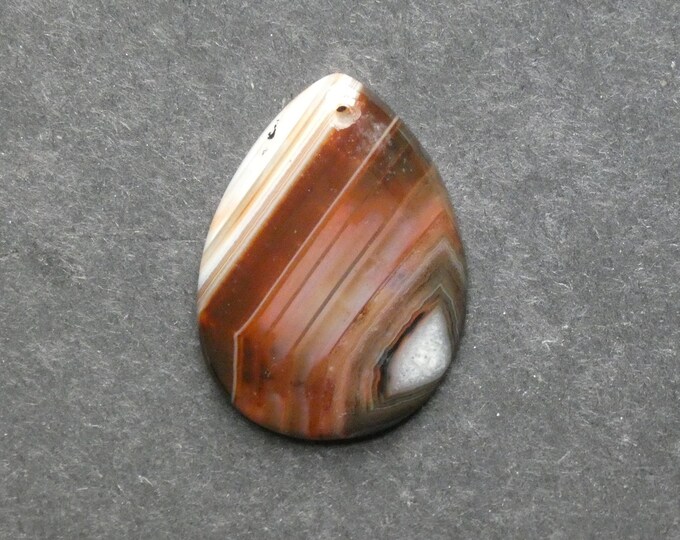 44x32mm Natural Brazilian Agate Pendant, Gemstone Pendant, One of a Kind, Large Teardrop, Brown, Dyed, Only One Available, Unique Pendant