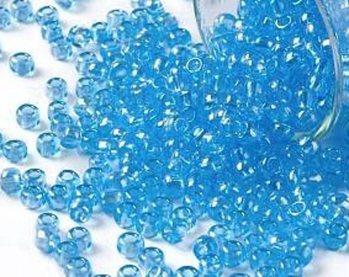 8/0 Toho Seed Beads, Transparent AB Aqua (163), 10 grams, About 222 Round Seed Beads, 3mm with 1mm Hole, AB Finish