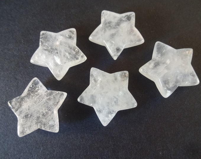 25x24mm Natural Clear Quartz Star Cabochon, Star Gemstone Cabochon, Beautiful Polished Gem, Jewelry Making, Star Stone, Quartz Wire Wrap