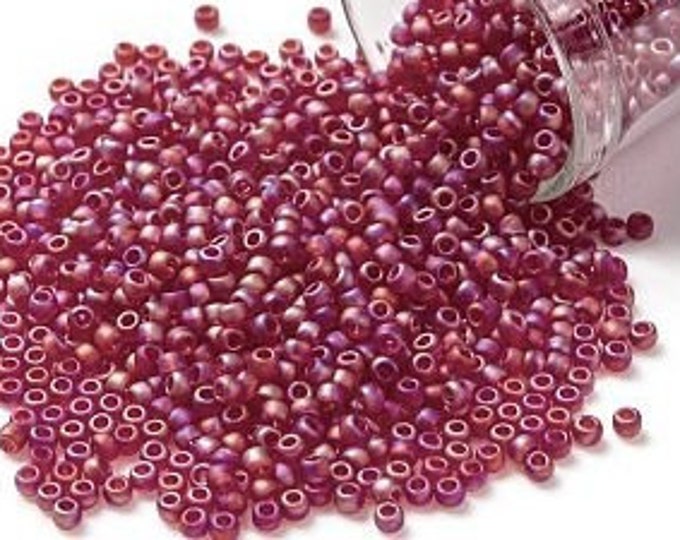 11/0 Toho Seed Beads, Matte Transparent Garnet (165CF), 10 grams, About 1110 Round Seed Beads, 2.2mm with .8mm Hole, Matte Finish