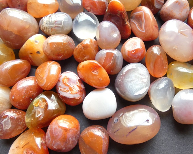 5 PACK Natural Carnelian Stones, 19-30mm, Undrilled, Polished, No Holes, Lot Of Nuggets, Carnelian Nuggets, Red Carnelian Crystal