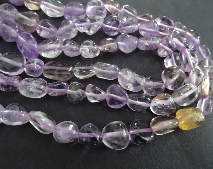 15 Inch 6-12mm Natural Ametrine Bead Strand, About 50 Stones, Light Purple, Natural Crystal Stone, Drilled Ametrine Chip Stone, Polished