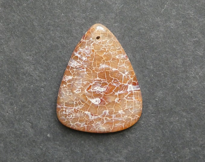 47mm Natural Fire Agate Pendant, Large Triangle Pendant, Orange, Dyed, Gemstone Pendant, One of a Kind, As Seen in Image, Only One Available