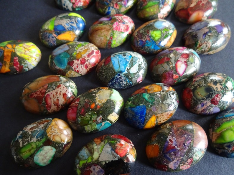 25x18x9mm Regalite Cabochon, Mixed Color, Bright Gemstone Cabochon, Oval, Polished Gem, Large Focal, Colorful Stone, Jewelry Idea, Rainbow image 1