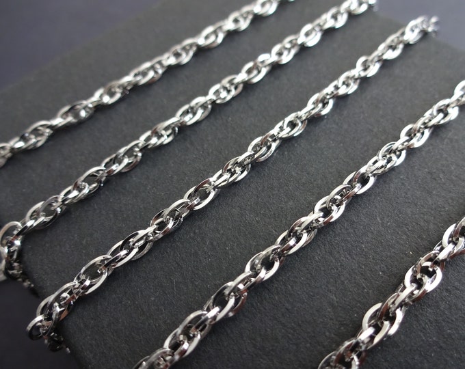 10 Meters 304 Stainless Steel Rope Chain, 3mm Chain Bulk Lot, Silver Color, Spool Of Necklace Chain, Necklace Making Supply, Rope Links