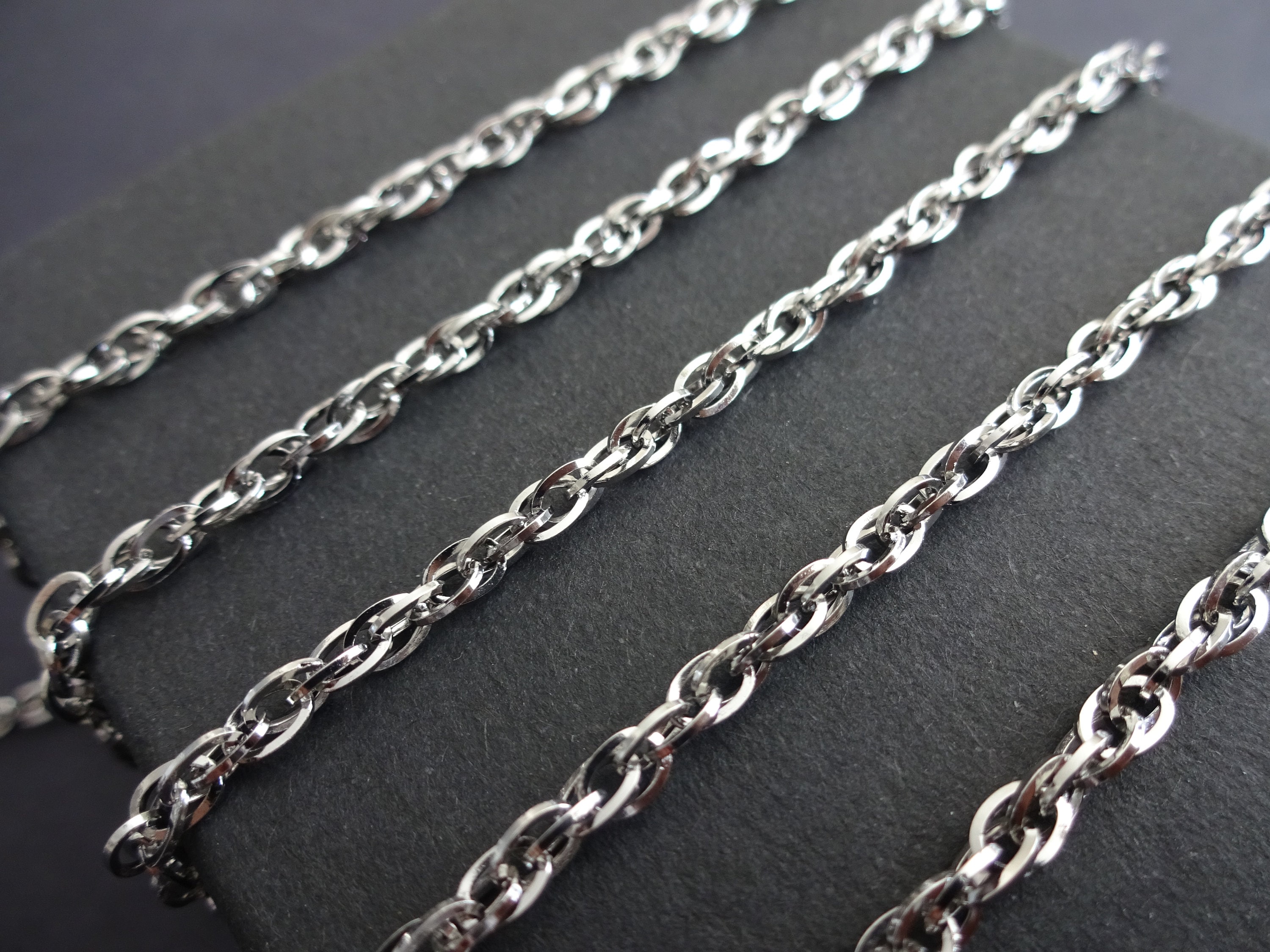 10 Meters 304 Stainless Steel Rope Chain, 3mm Chain Bulk Lot, Silver