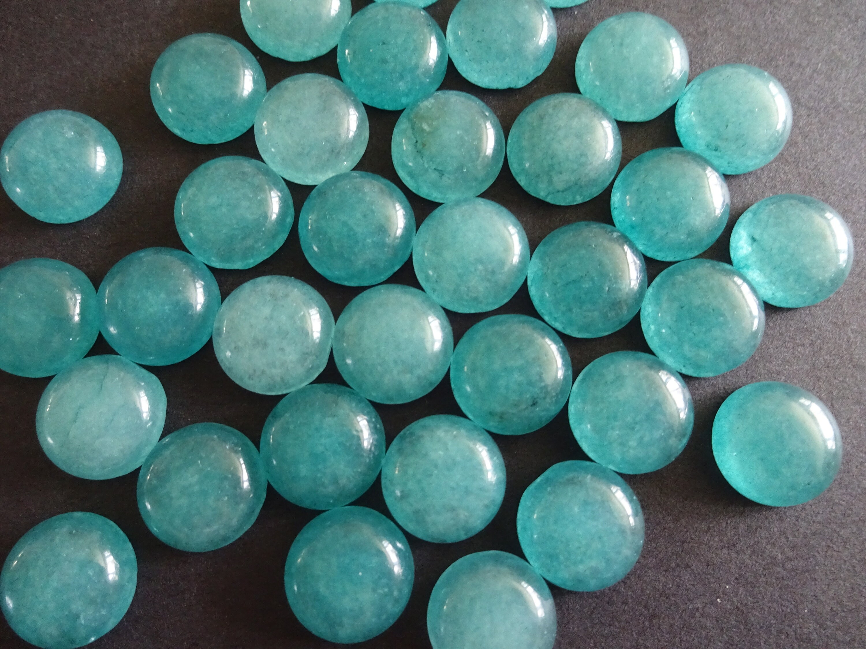 12mm Natural White Jade Gemstone Cabochon, Dyed, Round Cabochon, Dome