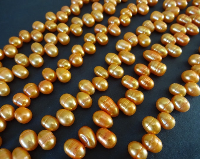 15 Inch Strand 5-6mm Cultured Freshwater Pearl Beads (dyed), About 55 Beads, Dark Peach Pearl, 5-6mm Potato Pearl, LIMITED SUPPLY, Hot Deal!