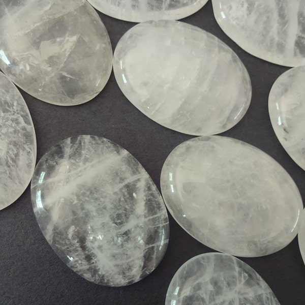 40x30mm Natural Quartz Cabochon, Oval Gemstone Cabochon, Clear Quartz Crystal, Polished Gem, Undrilled, Crystal Cab, Large Quartz Cab