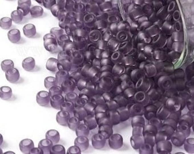 8/0 Toho Seed Beads, Transparent Frost Sugar Plum (19F), 10 grams, About 222 Round Seed Beads, 3mm with 1mm Hole, Transparent Finish