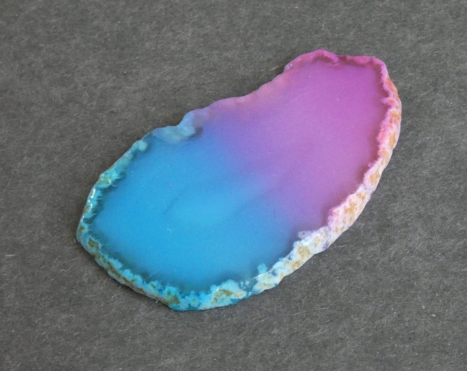 69x41mm Natural Agate Slice Cabochon, Gemstone Cabochon, Dyed, Two Tone Agate Slice, One of a Kind, Only One Available, Unique Agate Nugget