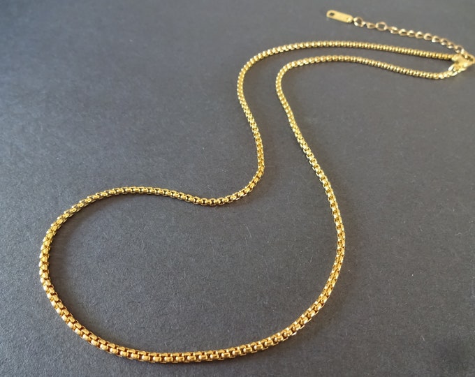 304 Stainless Steel 18 Inch Box Chain, Vacuum Plated, With Lobster Claw Clasp & Chain Extender, Gold Necklace Chain, Box Chain Necklace