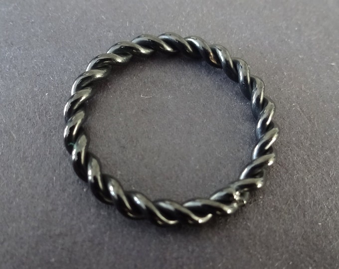 Stainless Steel Spiral Ring, Twisted Braided Band, US Sizes 5-12, Black Color, Handcrafted Steel Ring, Unisex, Rope Design, Spiral Band