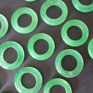 20x4mm Malaysia Jade Ring Bead, Thick Stone Ring, Large 12mm Hole, Polished Gem, Green Jade, Natural Stone, Jade Stone, Semi Transparent