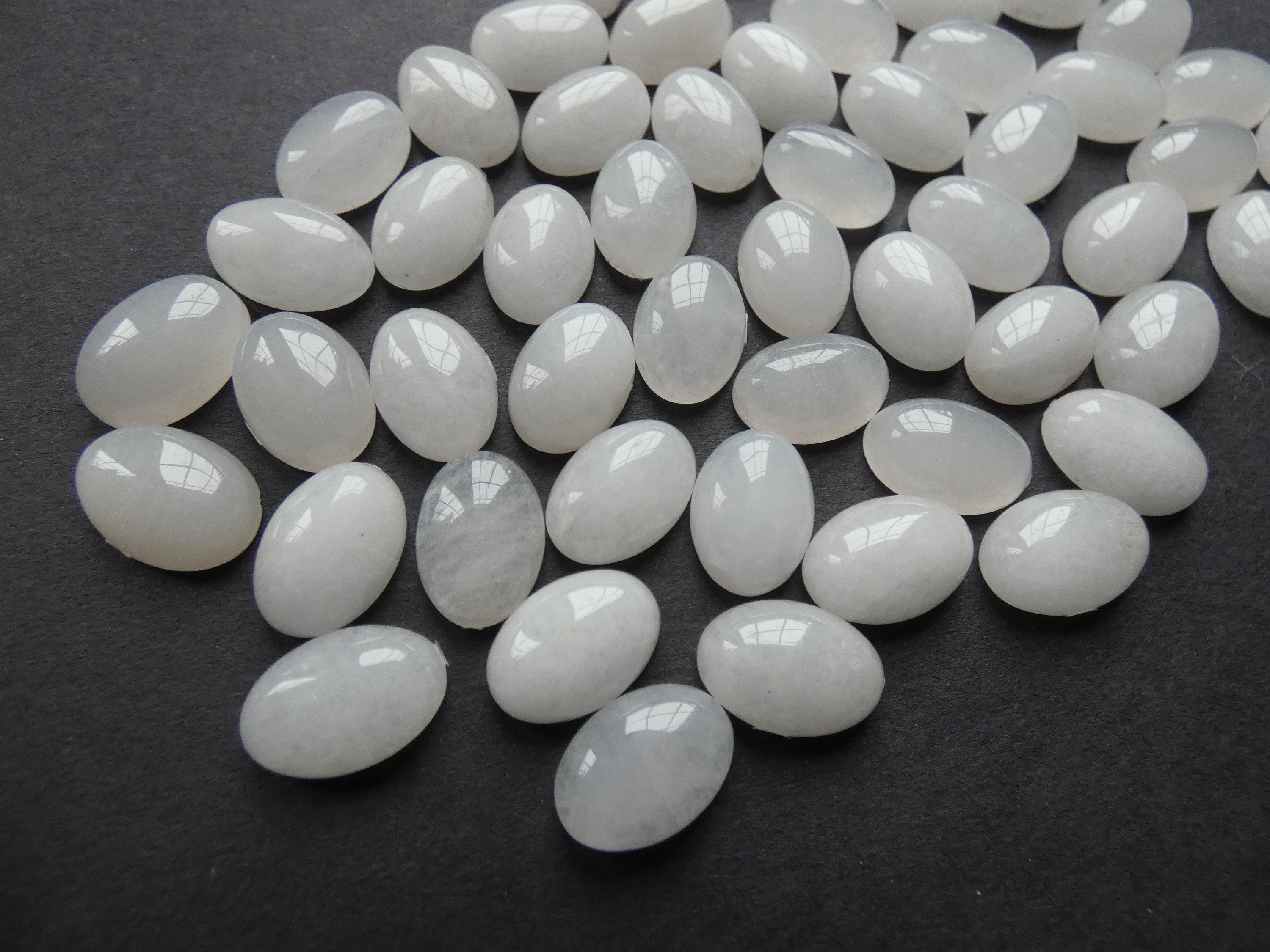 14x10mm Natural White Jade Cabochon,Oval Gemstone Cabochon, White Stone