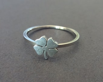 Stainless Steel 4 Leaf Clover Ring, Silver Clover, Sizes 6-10, Handcrafted Steel Ring, Good Luck Ring, Irish St Patrick's Day Jewelry