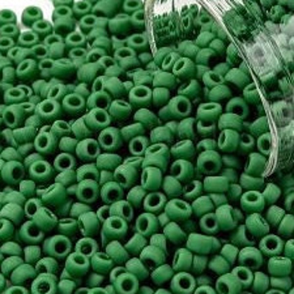 8/0 Toho Seed Beads, Opaque Frost Shamrock (47DF), 10 grams, About 222 Round Seed Beads, 3mm with 1mm Hole, Frost Finish