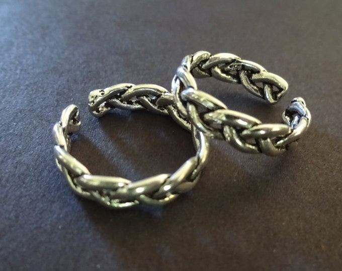 925 Sterling Silver Ring, Twisted Braid Design Ring, Adjustable Silver Band, Antiqued Silver Color, Unique Braid Pattern, Girls Promise Ring