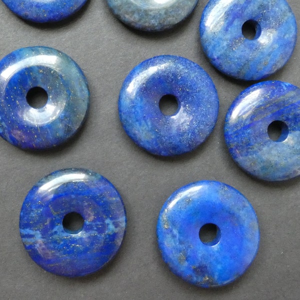 30mm Natural Lapis Lazuli Donut Stone, Dyed, Blue and Golden, Polished Stone, Natural Gemstone Donut Component, Semi Precious Mineral Stone