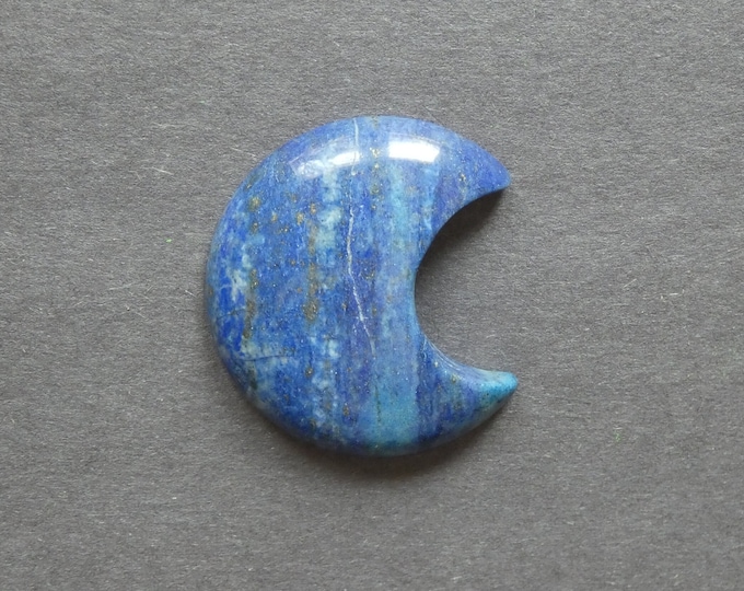35x31x7.5mm Natural Lapis Lazuli Cabochon, Large Moon, Gemstone Cabochon, Blue, Dyed, One of a Kind, Moon Cabochon, Only One Available
