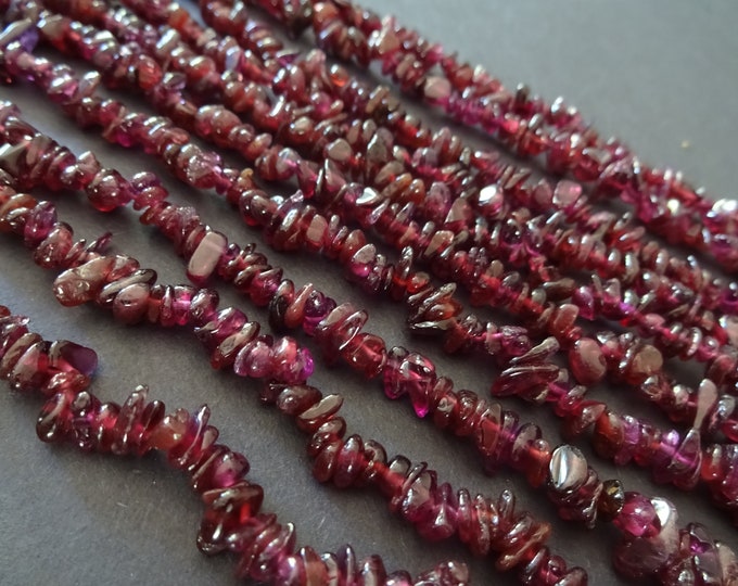 34 Inch 1-7mm Natural Garnet Chip Bead Strand, About 300+ Garnet Nuggets, Natural Stone, Red Garnet Chip Beads, Gemstone Mineral Spacers