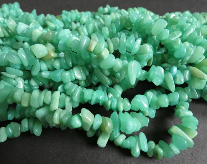 32 Inch 6-13mm Natural Hemimorphite Bead Chip Strand, About 300 Nugget Beads, Calamine Chips, Bright Green, Natural Gemstone, Stone Bead