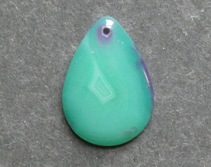 33x24mm Natural Agate Pendant, Gemstone Pendant, One of a Kind, Teardrop, Green and Purple, Dyed, Only One Available, Unique Agate Pendant