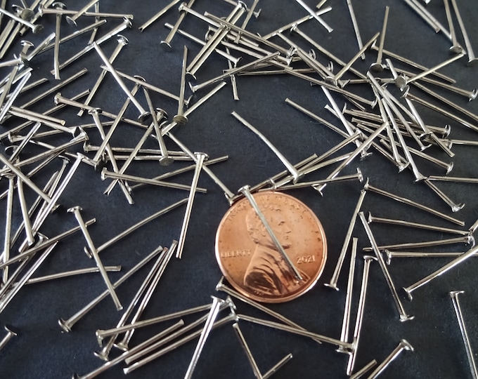 200 PACK of Silver Iron Head Pins, Silver Head Pins, Earring Posts, 20mm Long, Iron Components, Earring Component, Dangle
