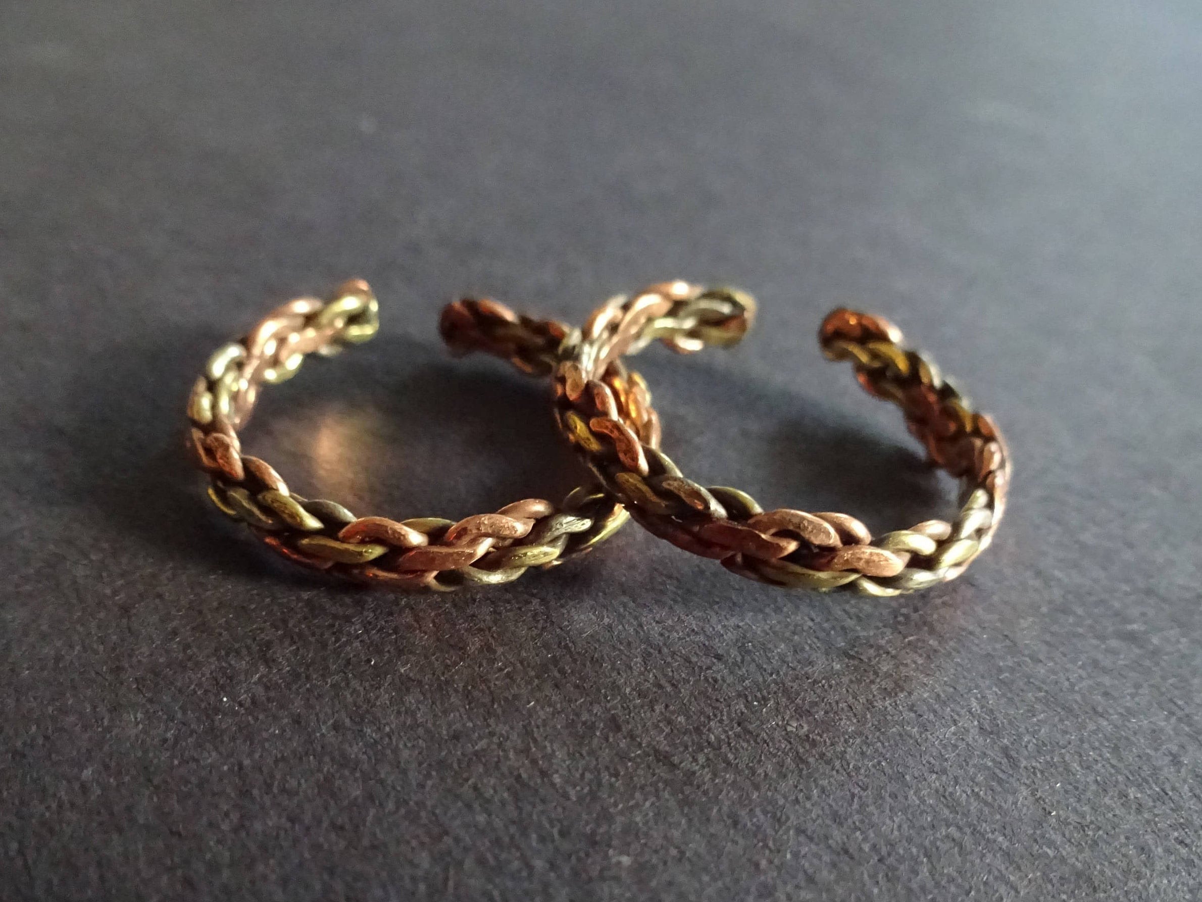 Chain Link Ring, Copper and Brass, Adjustable Ring, Two Tone Ring