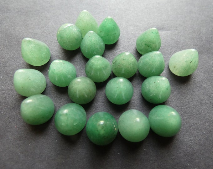 10mm Natural Green Aventurine Gemstone Cabochon, Round Dome Cabochon, Polished Gem, Natural Stone Cab, Light Semi Transparent Green,
