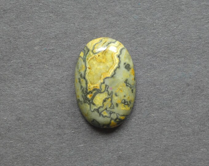 30x20x7mm Natural Ripple Jasper Cabochon, Gemstone Cabochon, Yellow, Dyed, Large Oval, One of a Kind, Only One Available, Jasper Cabochon