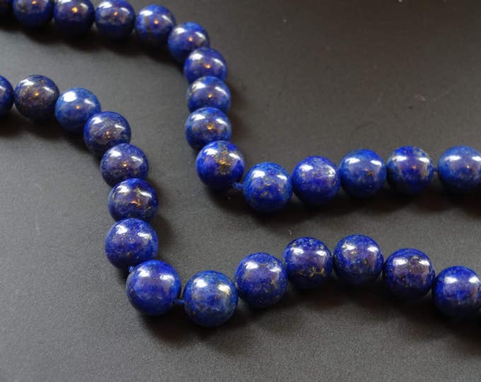 7 Inch Natural Lapis Lazuli Bead Strands, Dyed, 10mm Ball Bead, Bead Strand, Deep Blue, Semi Precious Stone, Blue Rock, Natural, Speckled
