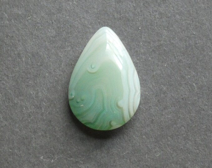 26x18x6mm Natural Agate Cabochon, Teardrop, Green, Dyed, One of a Kind, Gemstone Cabochon, Only One Available, Unique Agate Cabochon