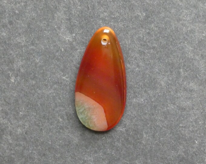 40x19mm Natural Brazil Crackle Agate Pendant, Gemstone Pendant, One of a Kind, Large Teardrop, Orange Stone, Dyed, Only One Available