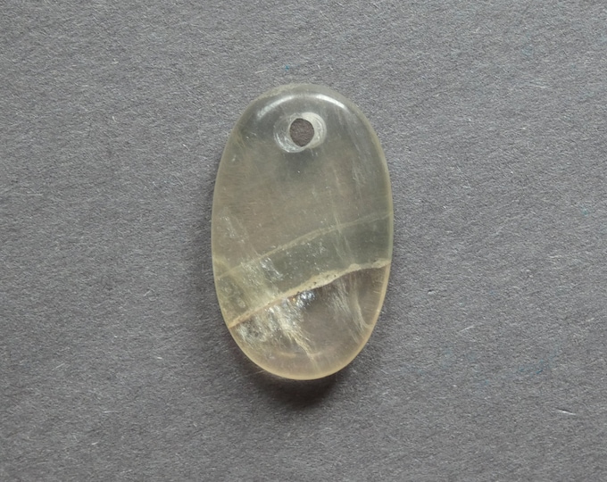 31x18mm Natural Fluorite Pendant, Gemstone Pendant, Large Oval, One of a Kind, Clear Pendant, Unique Fluorite Charm, Only One Available