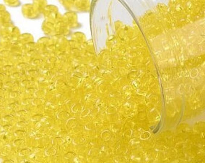 8/0 Toho Seed Beads, Transparent Lemon (12), 10 grams, About 222 Round Seed Beads, 3mm with 1mm Hole, Transparent Finish