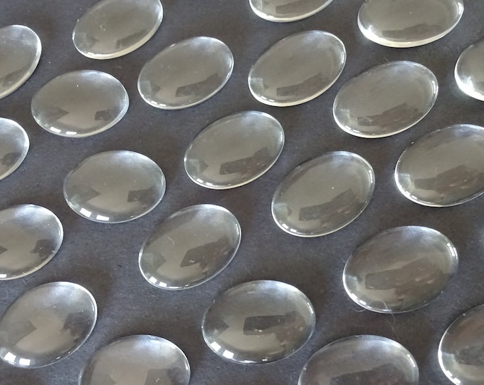 18x13mm Transparent Glass Cabochon, Oval Cabochon, Clear Glass Gem, Glass Jewelry Making, Glass Cab, Simple Glass Stone, Glass Crystal
